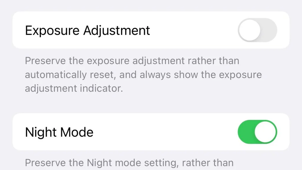 iPhone Preserve Camera Settings