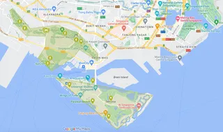 Southern Ridges and Sentosa Island Map, Singapore