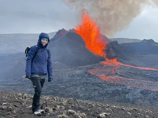 Photo taken from a hill next to the erupting volcano